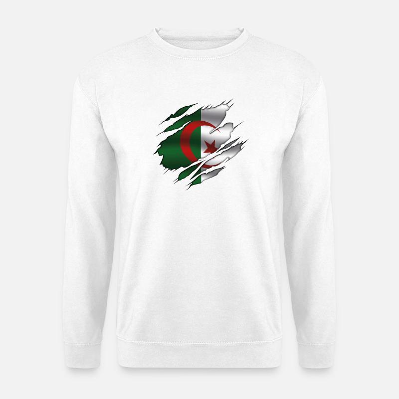 Algerien Flagge - Algerien - Zerrissene Flagge - Unisex Pullover - Weiß