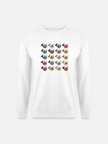 Bunte Waldhorn Vielfalt für Hornisten - Unisex Pullover - Weiß