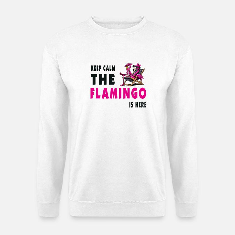 Keep Calm – Flamingo Style - Unisex Pullover - Weiß