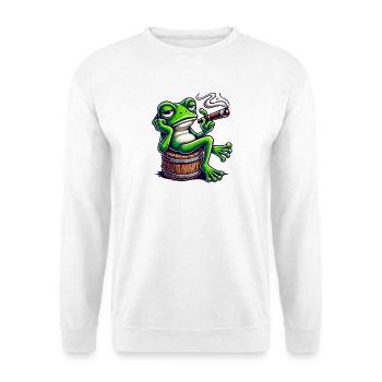 Chill Frosch mit Zigarre - Unisex Pullover - Weiß - Vorne