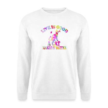 La vie de chat est bonne - Sweat-shirt Unisexe - blanc - Devant