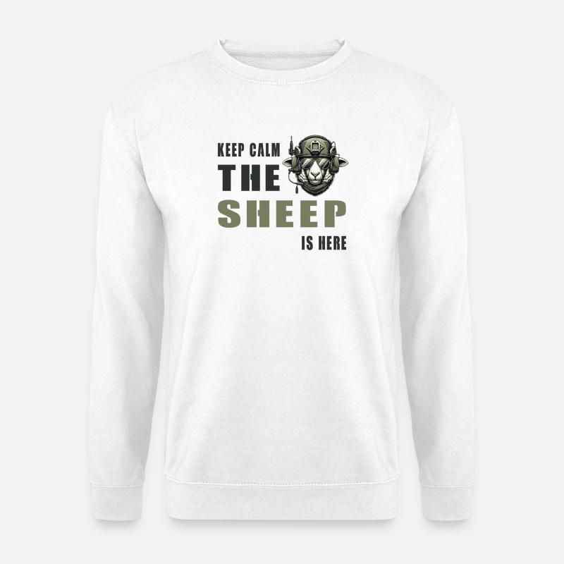 Schaf – Keep Calm Design - Unisex Pullover - Weiß