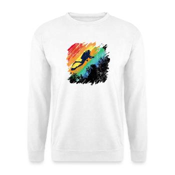 Lebendige Unterwasser-Taucher-Illustration - Unisex Pullover - Weiß - Vorne