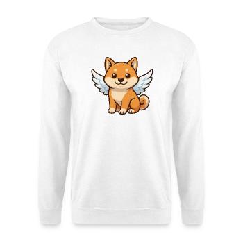 Cute Shiba Inu Angel Cartoon Dog Satisfaction - Unisex Sweatshirt - white - Front