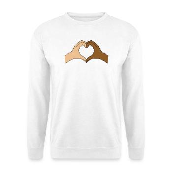 Coloured heart hand motif - customisable - Unisex Sweatshirt - white - Front