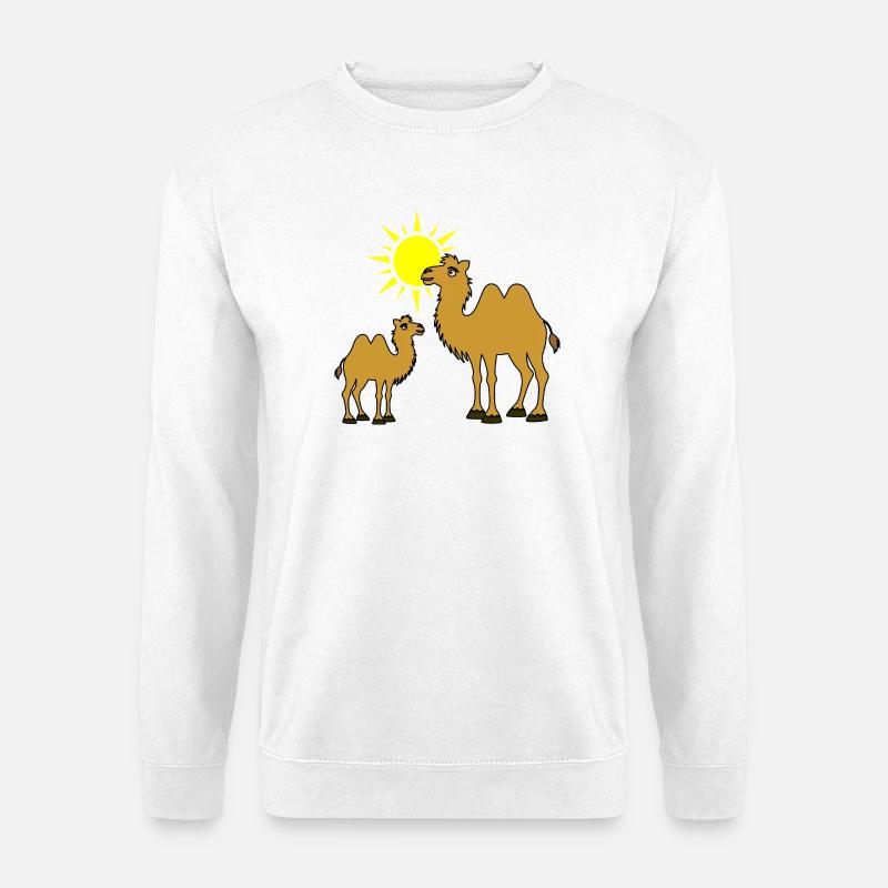 Mutter und Baby Kamel mit Sonne - Unisex Pullover - Weiß