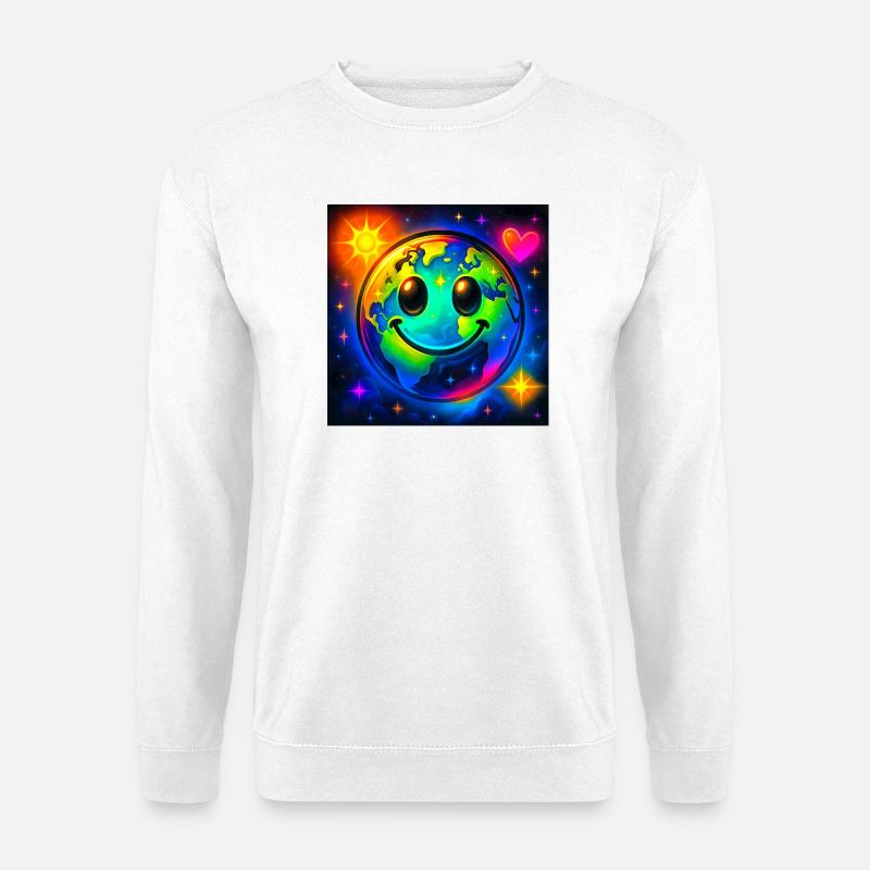 Farbige Glückserde im Neon-Universum - Unisex Pullover - Weiß