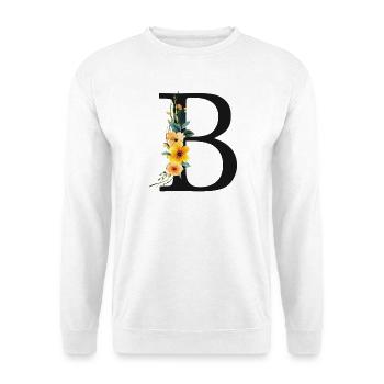 B Monogramm, Floral, personalisierbar - Unisex Pullover - Weiß - Vorne