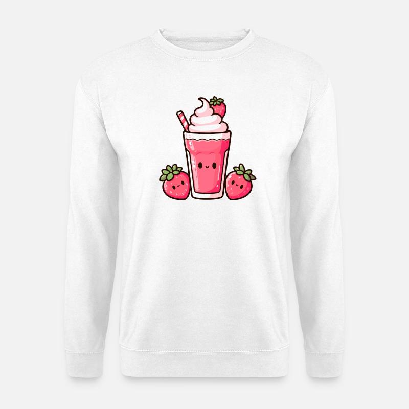 Kawaii Erdbeer-Milchshake Design - Unisex Pullover - Weiß