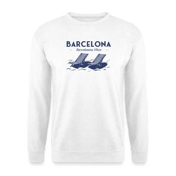 Barcelona Barceloneta Strandstühle Summer Vibes - Unisex Pullover - Weiß - Vorne