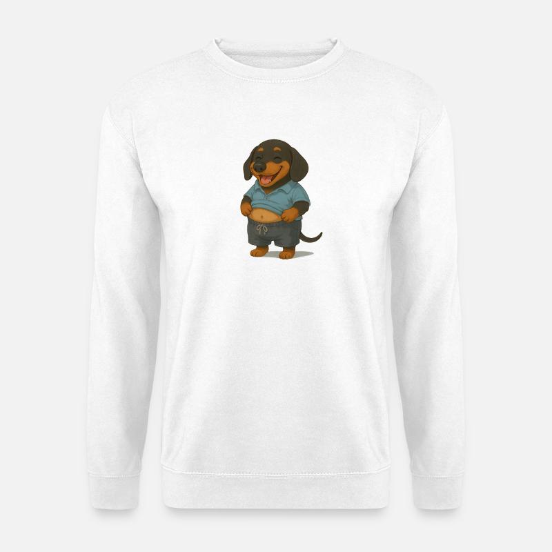 Dackel mit Wohlstandsbauch - Unisex Pullover - Weiß