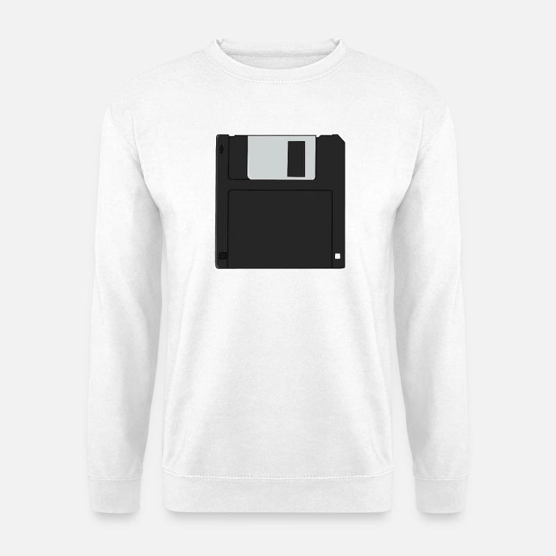 Nostalgic 3½ inch Diskette Retro Floppy Disk - Unisex Sweatshirt - white