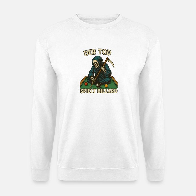Der Tod spielt Billard - Unisex Pullover - Weiß
