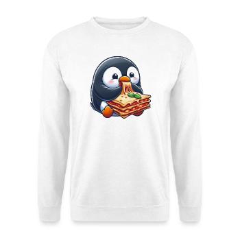 Süßer Pinguin mit Lasagne Italienisch Essen - Unisex Pullover - Weiß - Vorne