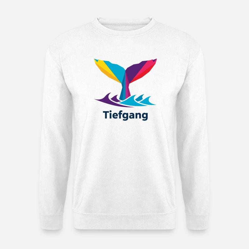 Abstract colorful whale fin with "draught" - Unisex Sweatshirt - white