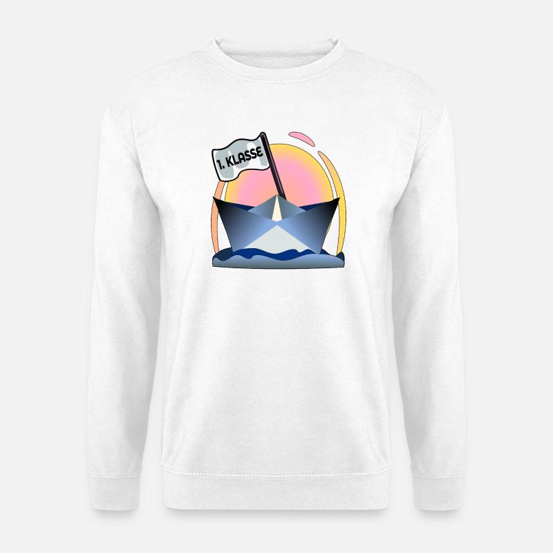 Einschulung Schulanfang Papierboot - Unisex Pullover - Weiß
