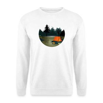 Tent and campfire in the dark forest - Unisex Sweatshirt - white - Front