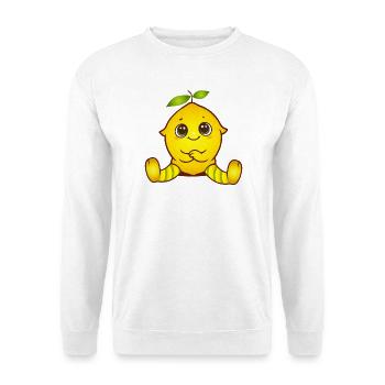 Fröhliche Zitrone als süße Kawaii-Figur - Unisex Pullover - Weiß - Vorne