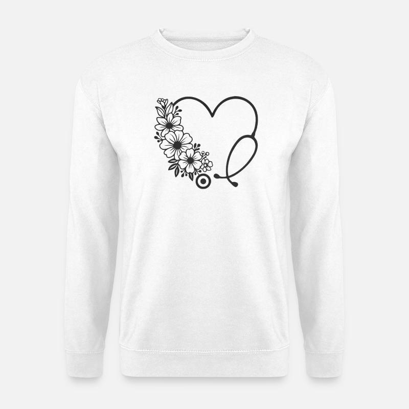 Blumenmuster Herz Kinderwagen Design - Unisex Pullover - Weiß