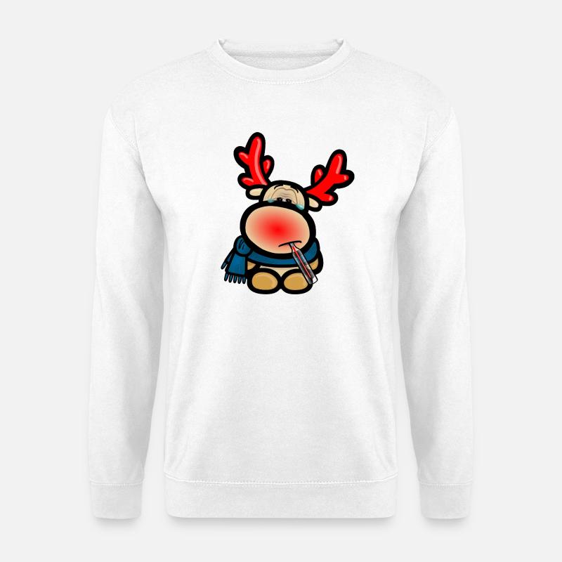 Rentier Elmondo hat Grippe - Unisex Pullover - Weiß