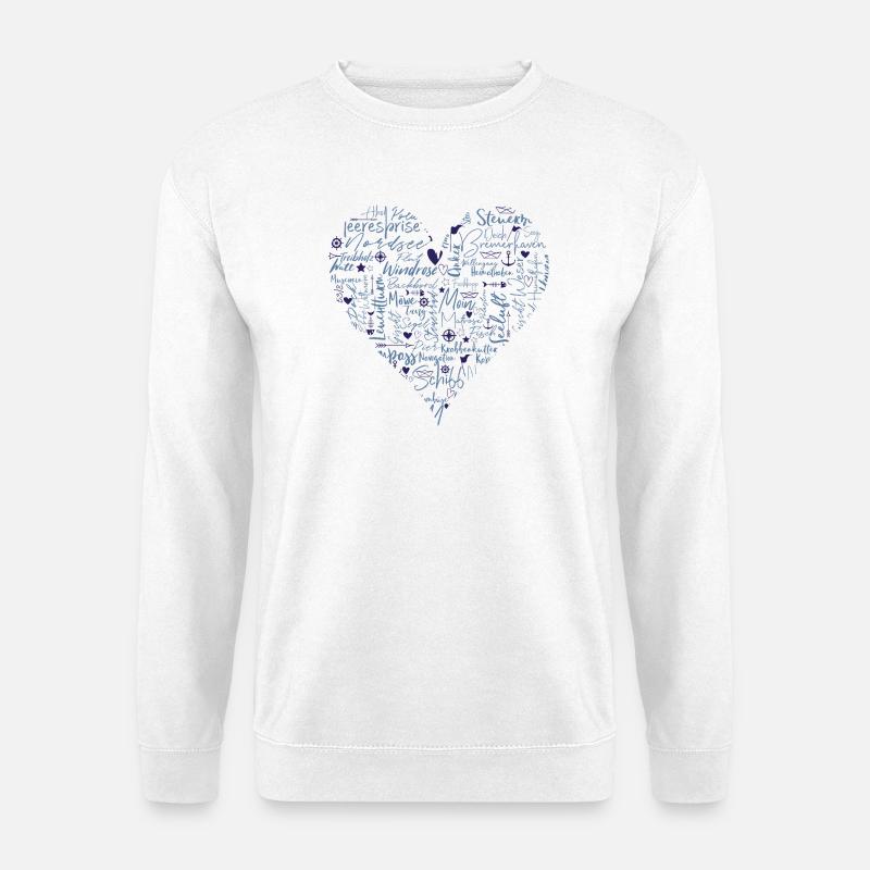 Maritimes Herz, blau - Unisex Pullover - Weiß