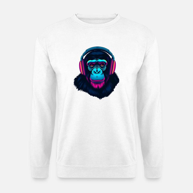 Affe als DJ - Unisex Pullover - Weiß