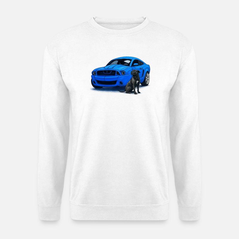 Blauer Musclecar Hundepartner - Unisex Pullover - Weiß