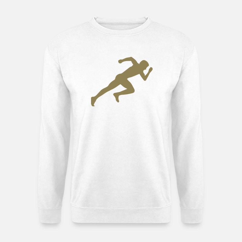 Minimalistische Silhouette Sprinter Sprinten  - Unisex Pullover - Weiß