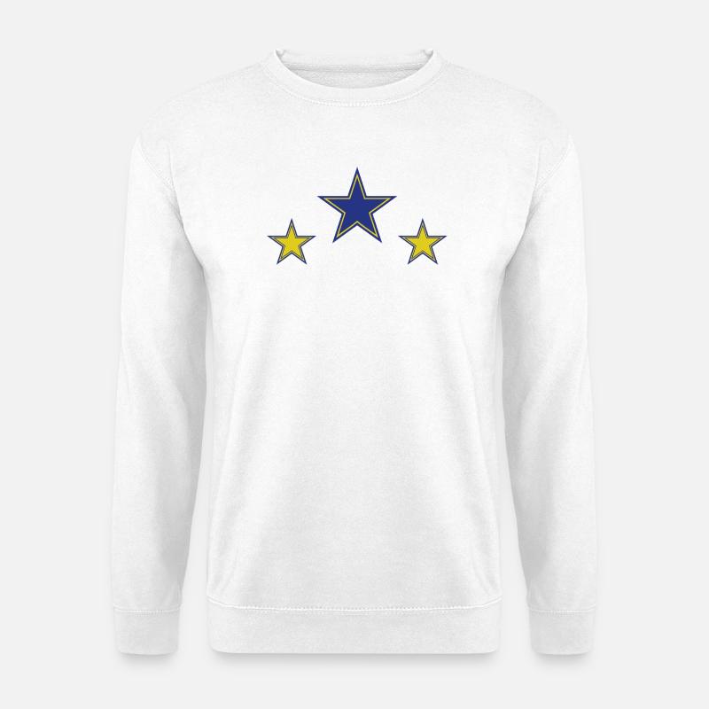 Abstrakte Sternenmuster in Gelb und Blau - Unisex Pullover - Weiß