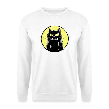 Schwarze Katze - Unisex Pullover - Weiß - Vorne