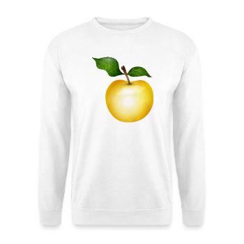 Golden apple with green leaves illustration - Unisex Sweatshirt - white - Front