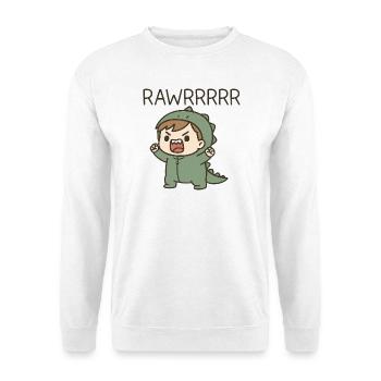 Mignon Dino T-Rex costumé Rugissant Dessin animé Petit - Sweat-shirt Unisexe - blanc - Devant