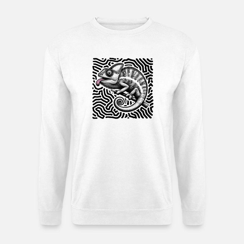 Chamäleon Psychedelisches Labyrinth Kunst - Unisex Pullover - Weiß