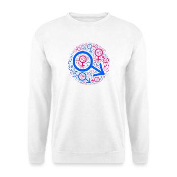 Gender-Kuddelmuddel im Kreis-Design - Unisex Pullover - Weiß - Vorne