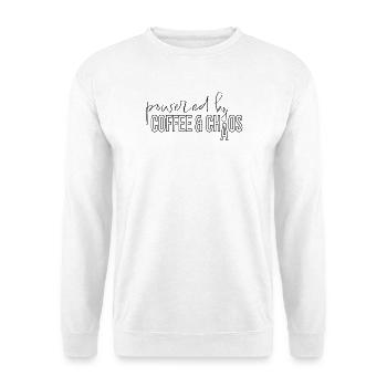 powered by coffee and chaos Kaffeejunkie Spruch - Unisex Sweatshirt - white - Front