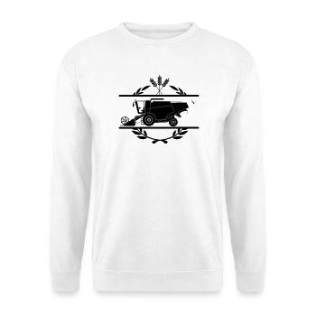 Mähdrescher im Lorbeerkranz-Logo-Stil - Unisex Pullover - Weiß - Vorne