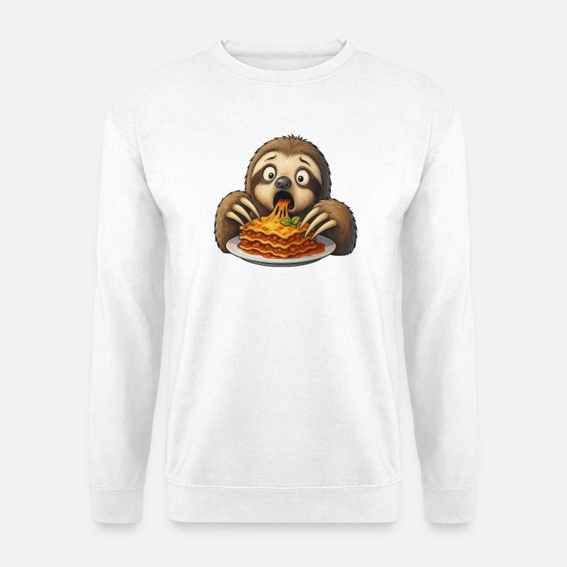 Faultier Lasagne Italienisches Essen Überraschung - Unisex Pullover - Weiß