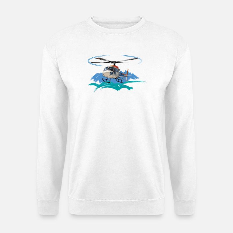 Helicopter approaching the mountains - Unisex Sweatshirt - white