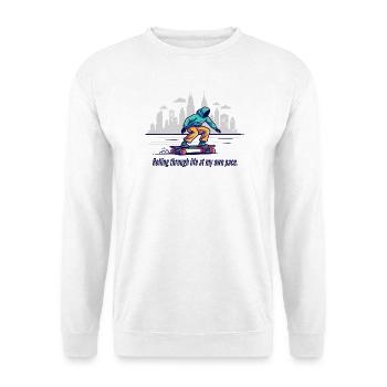 Rolling Through Life - Unisex Pullover - Weiß - Vorne