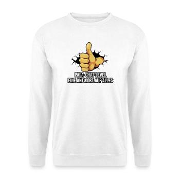 Papa Daumen Hoch mit Schriftzug - Unisex Pullover - Weiß - Vorne