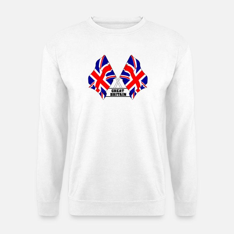 Crossed British flags with text - Unisex Sweatshirt - white