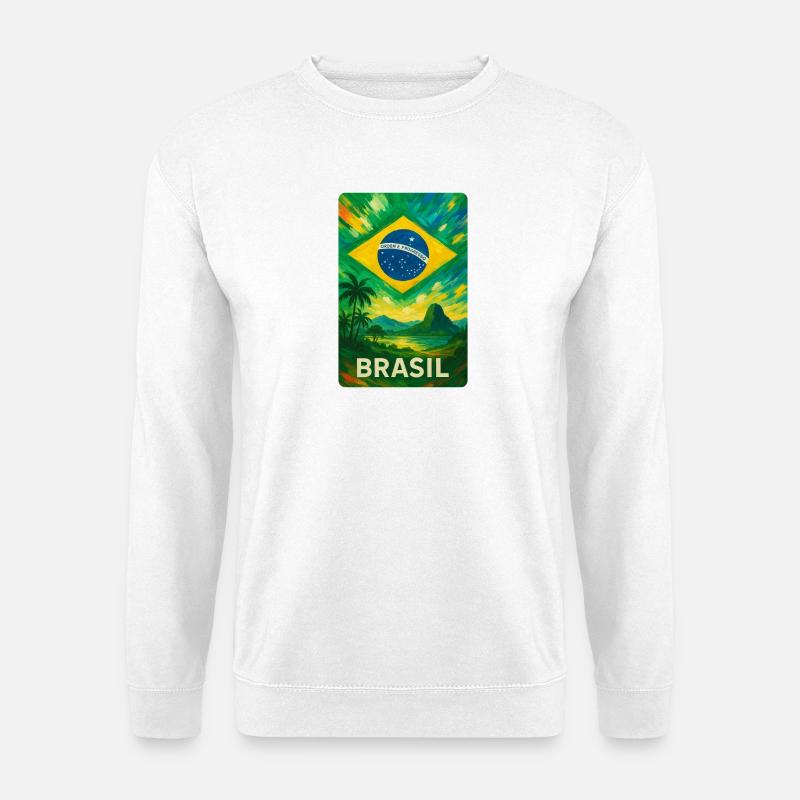 Brasilien – Tropisches Flaggenbild - Unisex Pullover - Weiß
