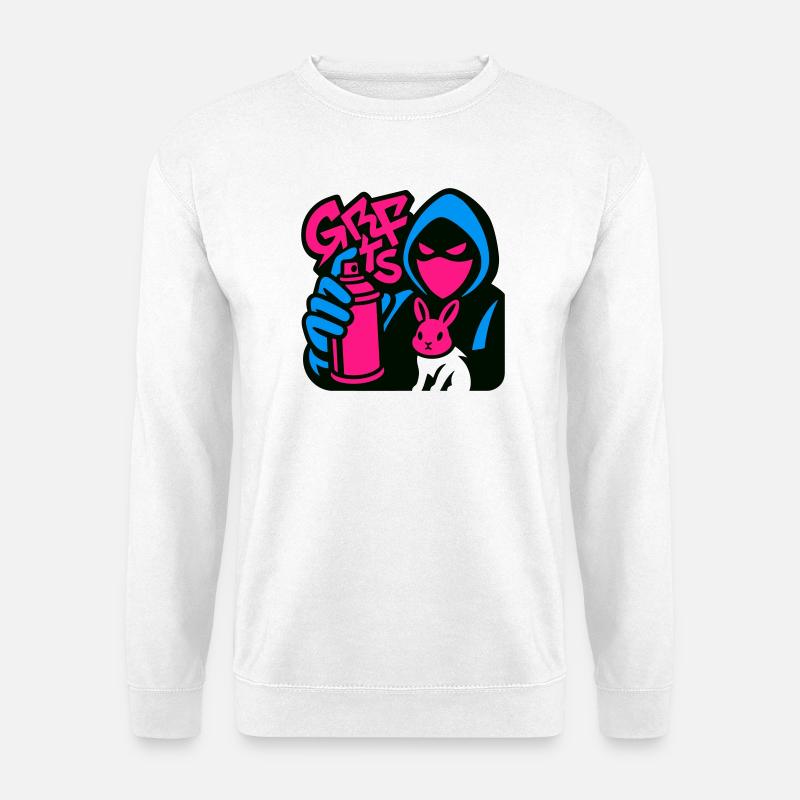 Graffiti Rabbit blue/pink - Unisex Pullover - Weiß