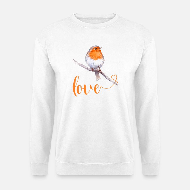 Robin mit Liebestext - Unisex Pullover - Weiß
