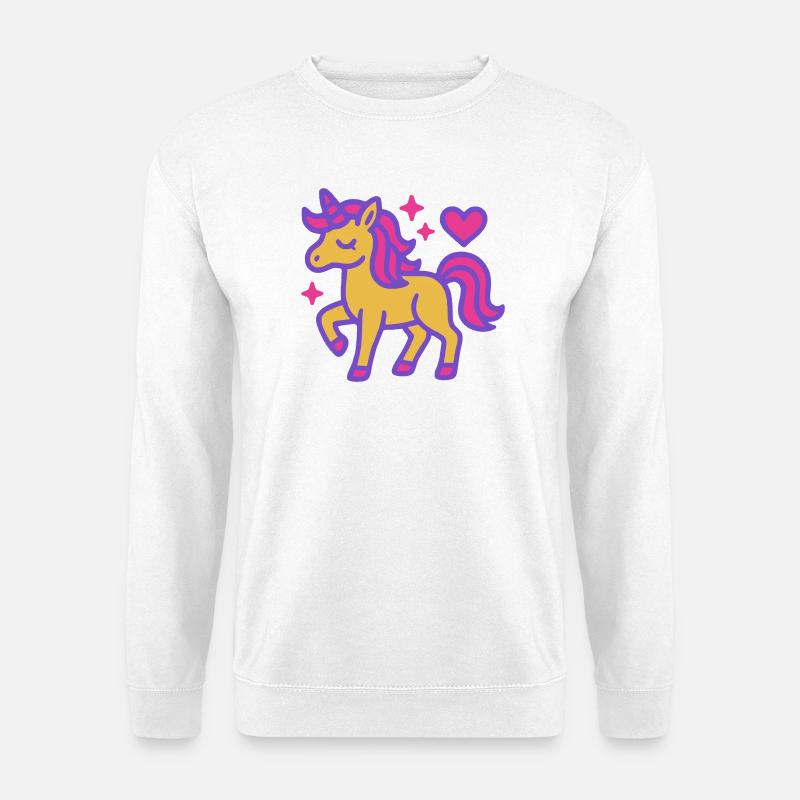 Verzaubertes Pastell-Einhorn mit Herzen und Sternen - Unisex Pullover - Weiß