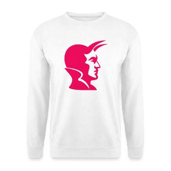Devil Pop Art - Unisex Pullover - Weiß - Vorne - Alina (178cm) & Michal (187cm)