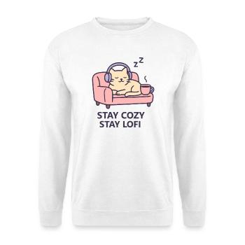 Lofi Cat Hoodie – Stay Cozy Stay Lofi Vibes - Unisex Pullover - Weiß - Vorne