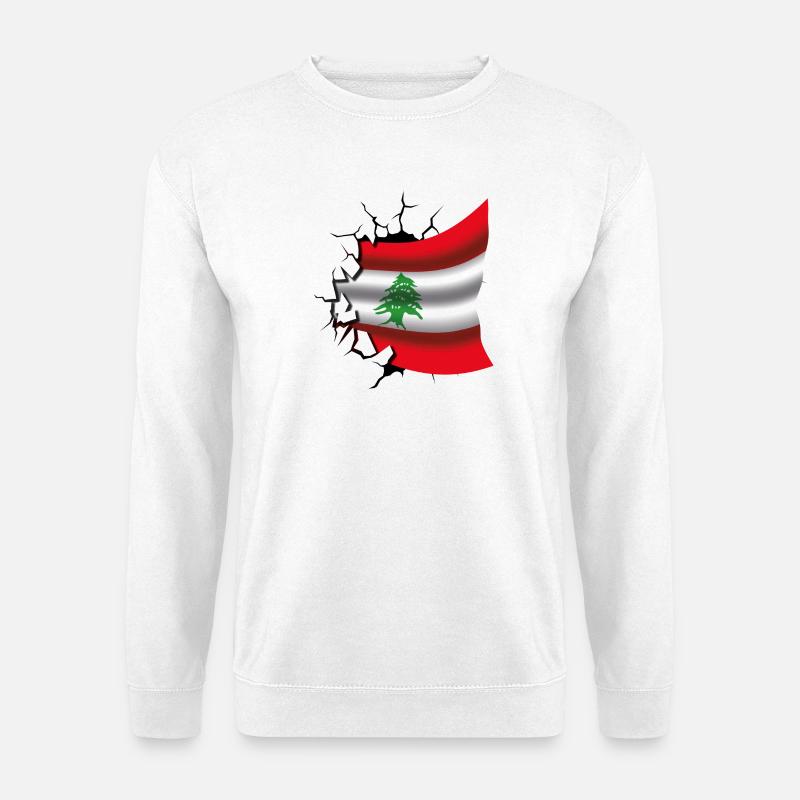 Flagge des Libanon - Flagge Broken Design - Unisex Pullover - Weiß