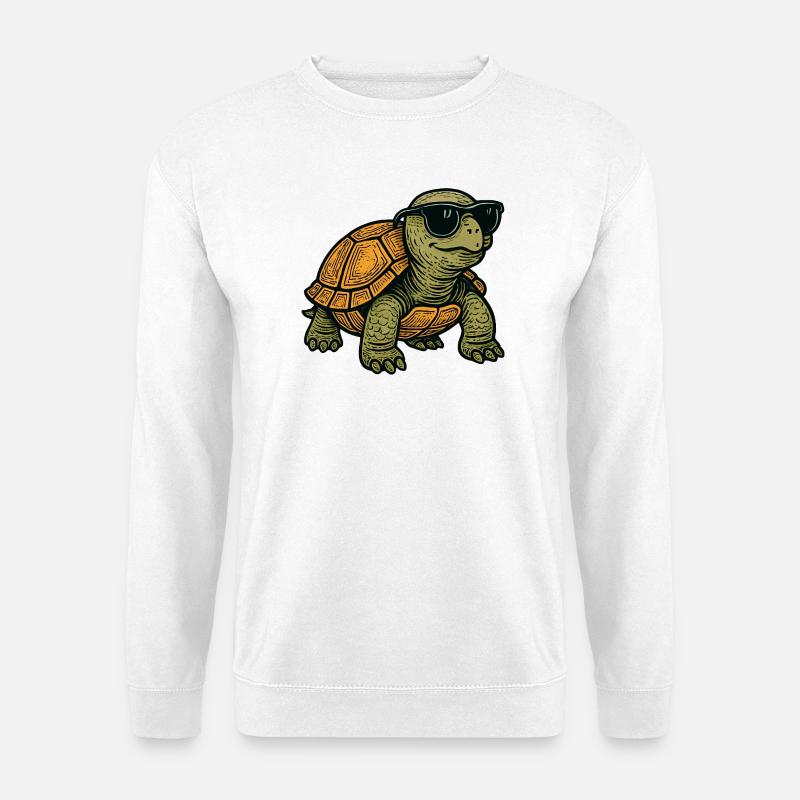 Cooler Schildkröte mit Sonnenbrille - Unisex Pullover - Weiß