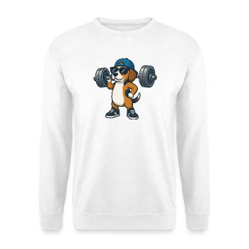 Cool Beagle Dumbbell Weightlifting Workout Fitness - Unisex Sweatshirt - white - Front